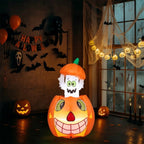 2.8FT Halloween Inflatable Animated Pumpkin Ghost, 2 White LED Lights, Weather-Resistant Polyester, for Small Spaces/Accent Decor
