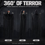 Halloween Grim Reaper 6ft Hanging Ghost Skeleton Decorations, Spooky Halloween Decor for Yard Haunted House Party Outdoor