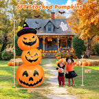 Faburo 6FT Halloween Inflatable Pumpkin Stack with LED Lights, 3 Jack O Lantern Blow Up Outdoor Halloween Decorations for Yard Lawn Garden Porch