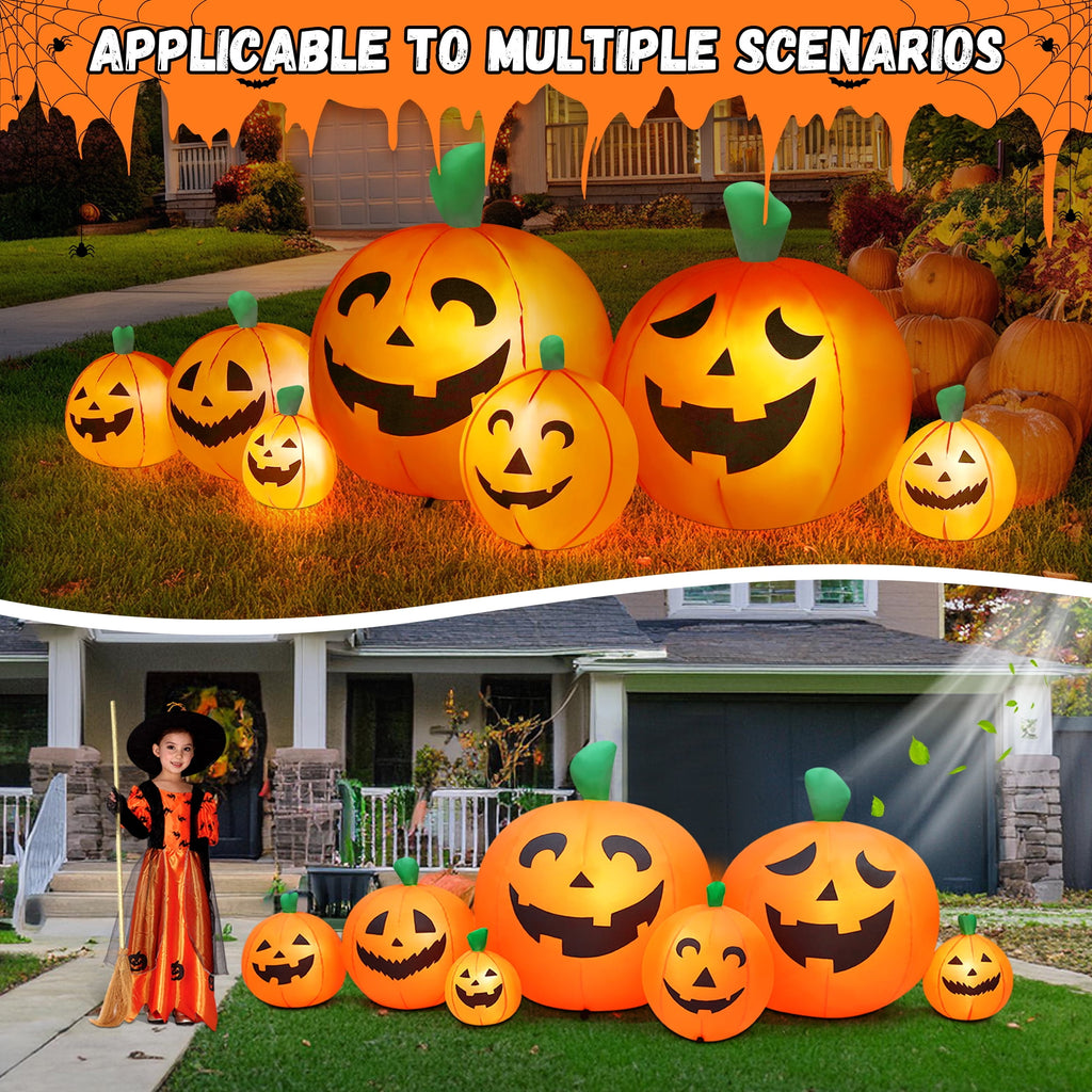 8 FT Halloween Inflatables Pumpkin,7 Pumpkins Halloween Outdoor Decoration with Built-in LED Lights,Halloween Blow Ups for Yard, Lawn, Garden Decor
