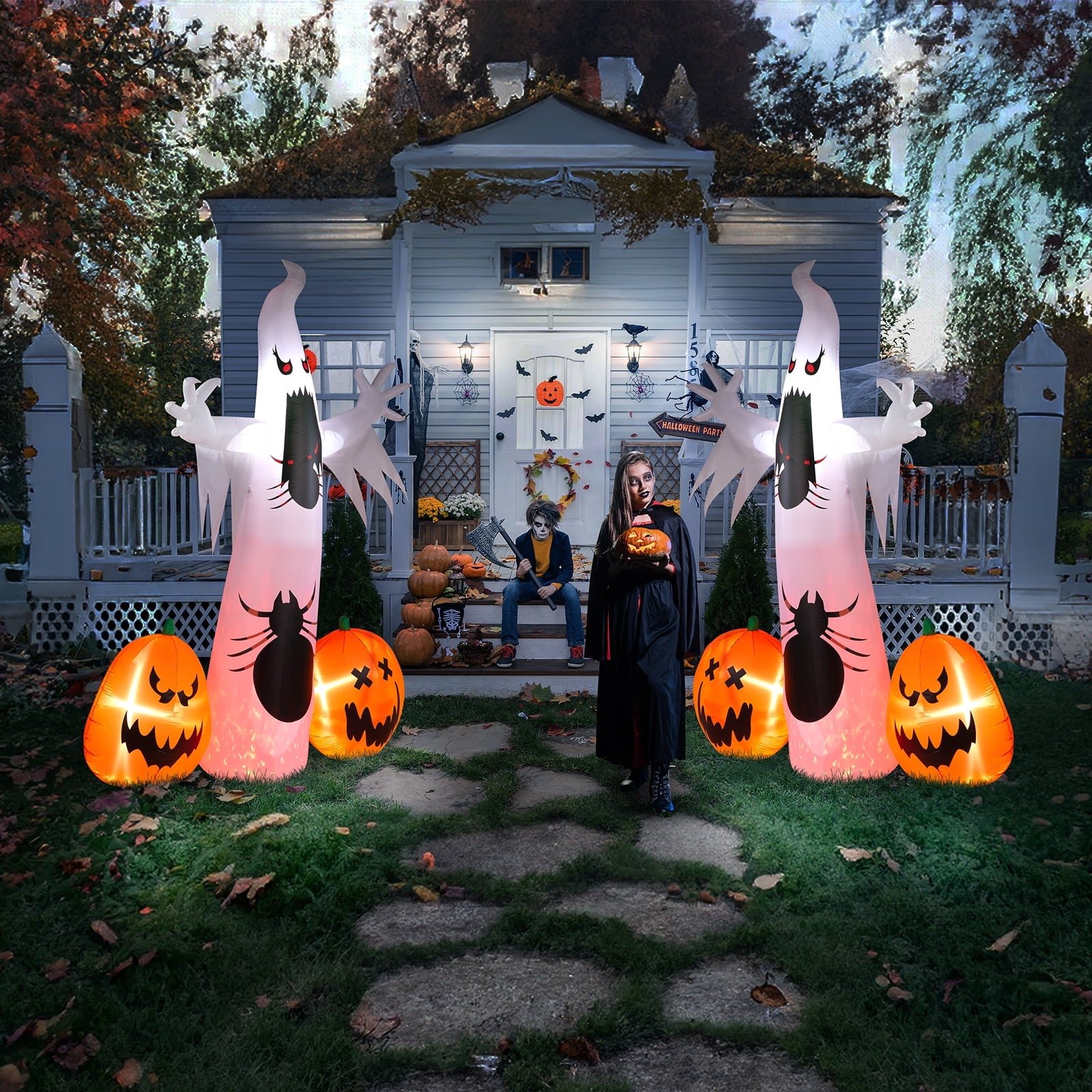 10 ' Halloween Ghost Arch Outdoor Halloween Inflatables for Patio Garden Decor