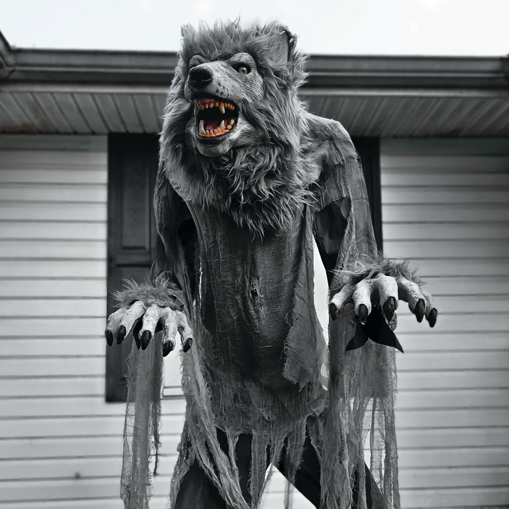 7 ft Tall Motion-Activated Towering Werewolf, Premium Halloween Animatronic, Plug-In, HHTWRWOLF-1FLSA