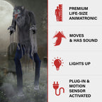 7 ft Tall Motion-Activated Towering Werewolf, Premium Halloween Animatronic, Plug-In, HHTWRWOLF-1FLSA