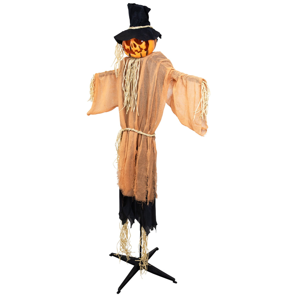 Animated Jack-O'-Lantern Scarecrow Halloween Decoration - 6'