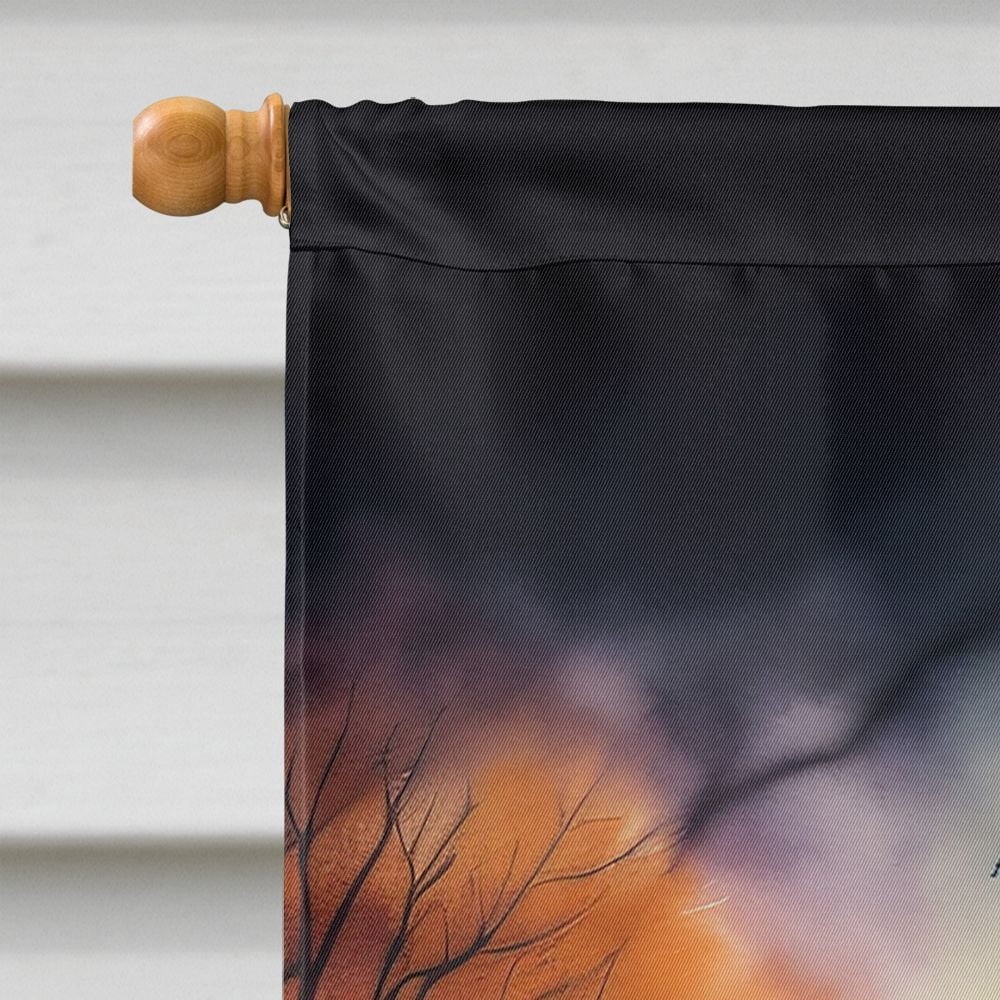 Halloween Airedale Terrier Dog House Flag 28x40IN Double-Sided Polyester Decorative Sleeve Pole Flag for Outdoor Home Garden