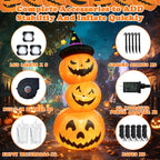 Faburo 6FT Halloween Inflatable Pumpkin Stack with LED Lights, 3 Jack O Lantern Blow Up Outdoor Halloween Decorations for Yard Lawn Garden Porch