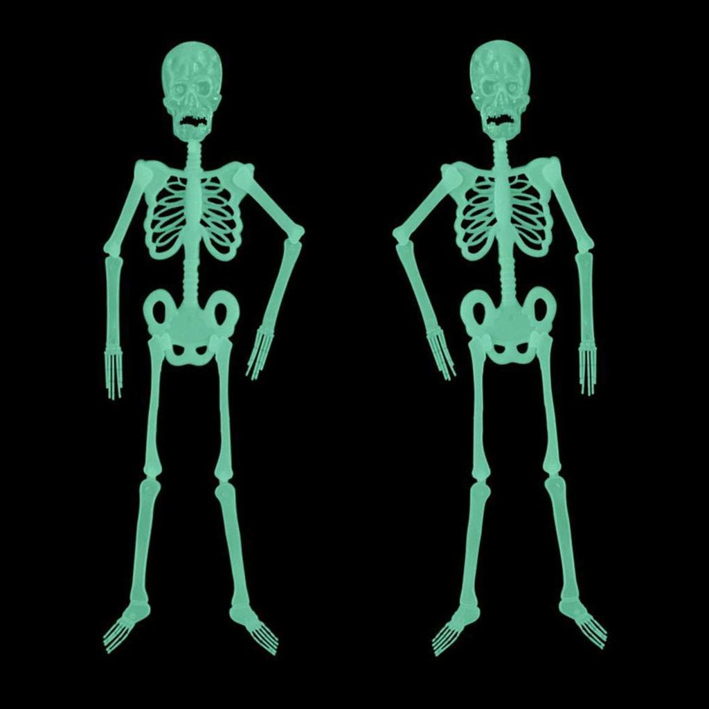 Deago 4 Pack Halloween Hanging Luminous Skeleton Decorations 5 Ft Full Body Glow-in-The-Dark Poseable Skeleton for Outdoor Yard Garden Hanging Halloween Props