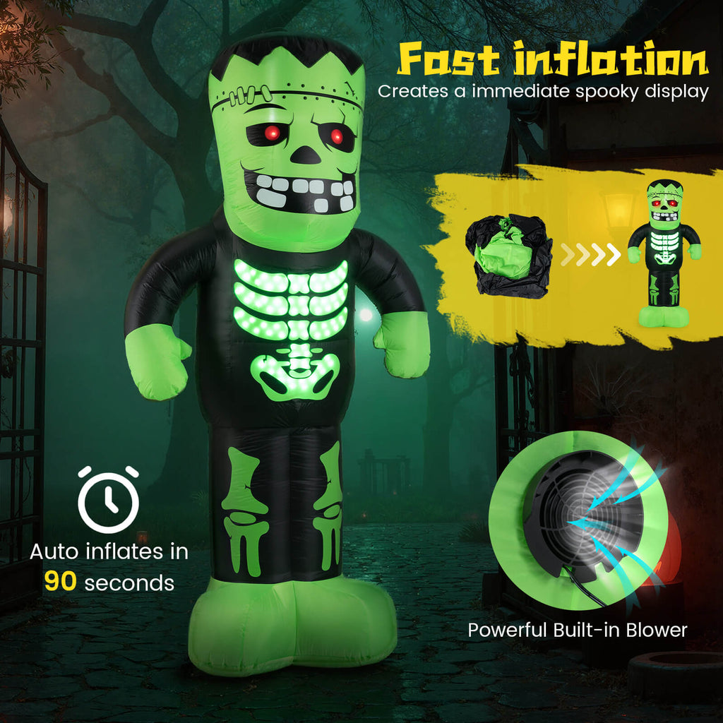 Costway 8.4 Ft Tall Halloween Inflatable Decoration LED-lit Inflatable Green Zombie