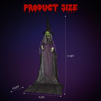 12FT Halloween Animatronic Witch Standing Outdoor Halloween Decoration w/ Green Eyes,Scary Sounds