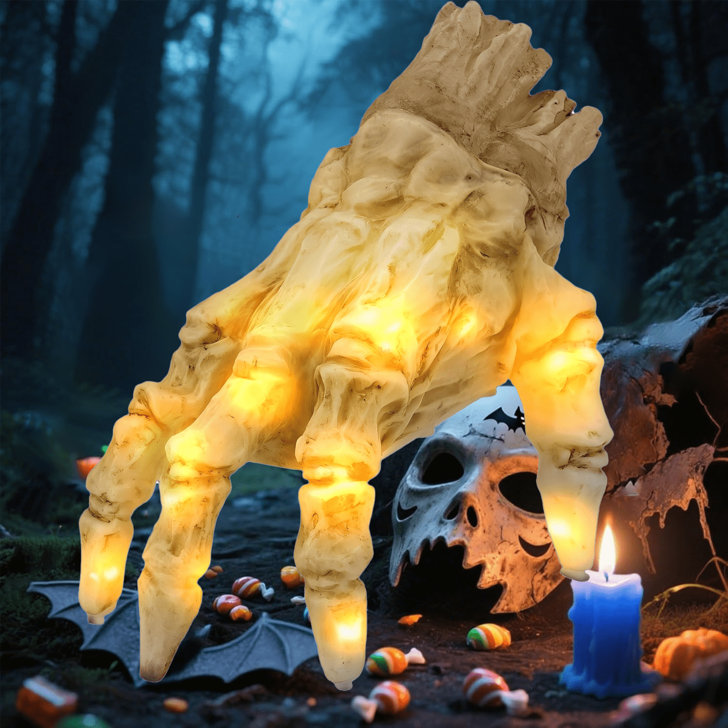 Halloween Animated Decoration, Sound-Activated Crawling Zombie Hand with Spooky Sound - Realistic Haunted House Prop