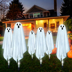 Halloween Decorations Outdoor, 6 pack Light up Spooky Ghosts with 8 Modes LED Light - Scary Standing Ghosts Decor for Front Door Porch Yard Home Party