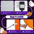 8FT Halloween Inflatable Pumpkin Ghost Scene, 5 Total LEDs, Waterproof Polyester, Quick Inflation with Stakes/Ropes for Yard/Garden/Indoor