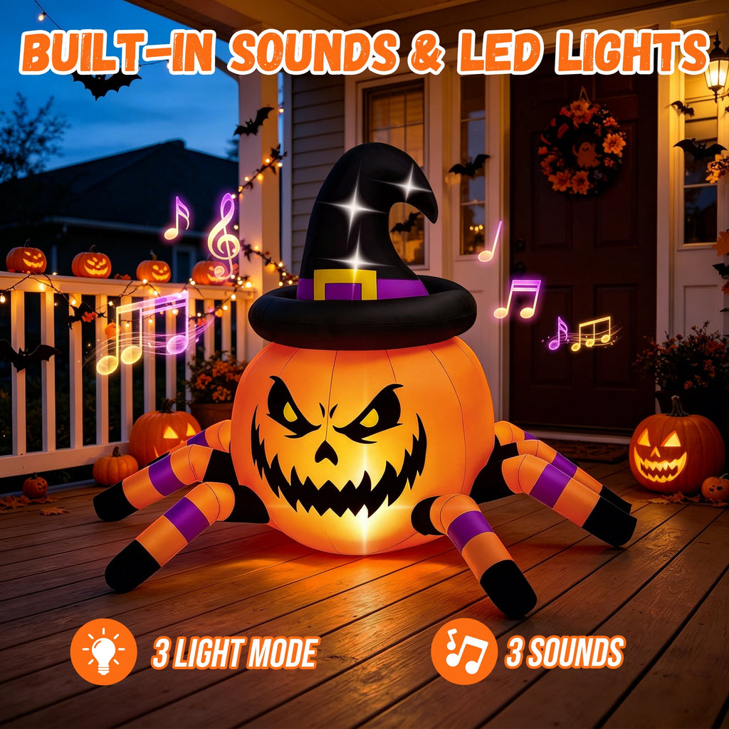 (2 pack) 2.6ft Remote Control Halloween Inflatable with Music Lights,Pumpkin Spider Car Blow ups Rc Car,Indoor Outdoor Decorations