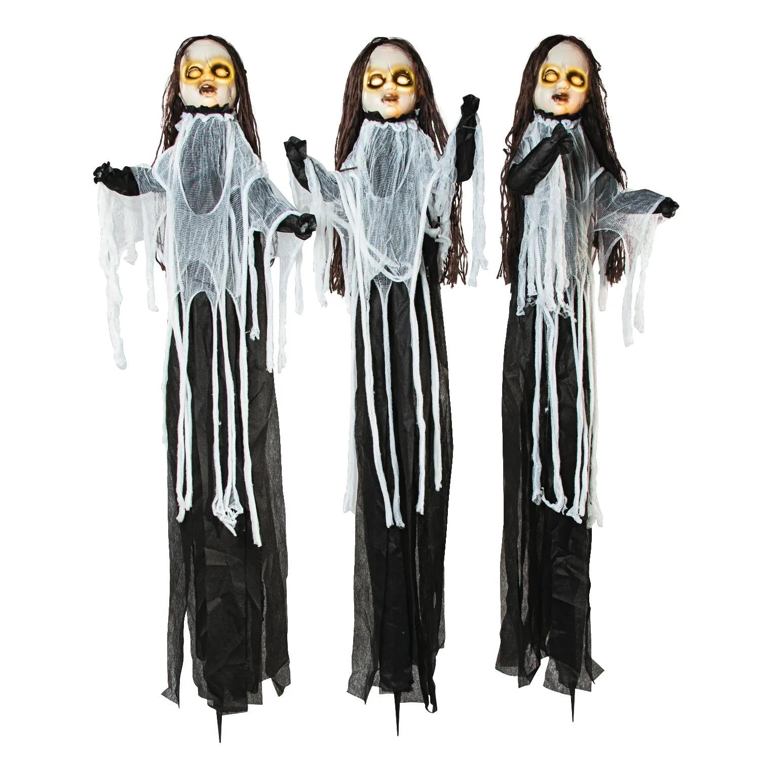 Light-Up Spooky Doll Yard Stake Halloween Decorations, Halloween, Home Decor, Yard Art, 3 Pieces