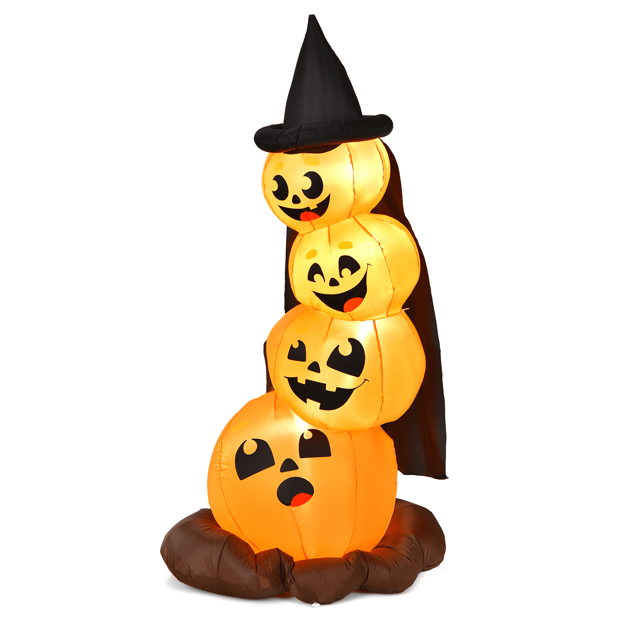Costway 6.8FT Halloween Inflatable Pumpkin Combo Blow up Pumpkins w/ Witchs Hat