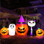 8ft Halloween Inflatable Pumpkin & Black Cat Ghost with LED Lights  Outdoor Yard & Garden Decoration