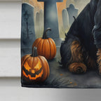Halloween Airedale Terrier Dog House Flag 28x40IN Double-Sided Polyester Decorative Sleeve Pole Flag for Outdoor Home Garden