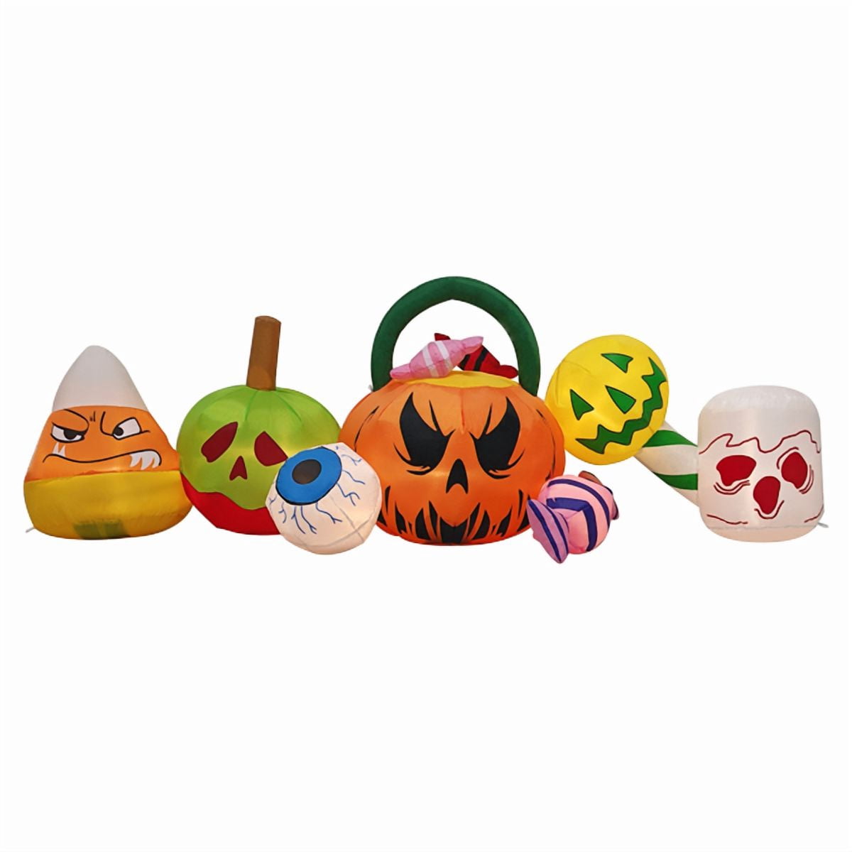 8FT Halloween Inflatable Pumpkin Ghost Scene, Waterproof Polyester, Quick Inflation with Stakes/Ropes for Yard/Garden/Indoor