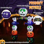 8.2' Halloween Inflatables Pumpkin Ghost Archway, Blow up Hallowee Decorations with Built-in LED Lights for Holiday
