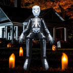 Halloween Inflatables Outdoor Decorations, 10.5FT Sitting Skeleton Halloween Outdoor Inflatables Decorations Skeleton Blow Up Built in Lights Air Pump for Halloween Party Yard Garden Party Supplies