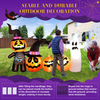 Vrilay Halloween Inflatables, 7 FT Long 4 Pumpkins with Cute White Ghost Outdoor Decorations, Built-in LEDs, Blow Up Party, Waterproof Yard, Garden, Lawn Decor