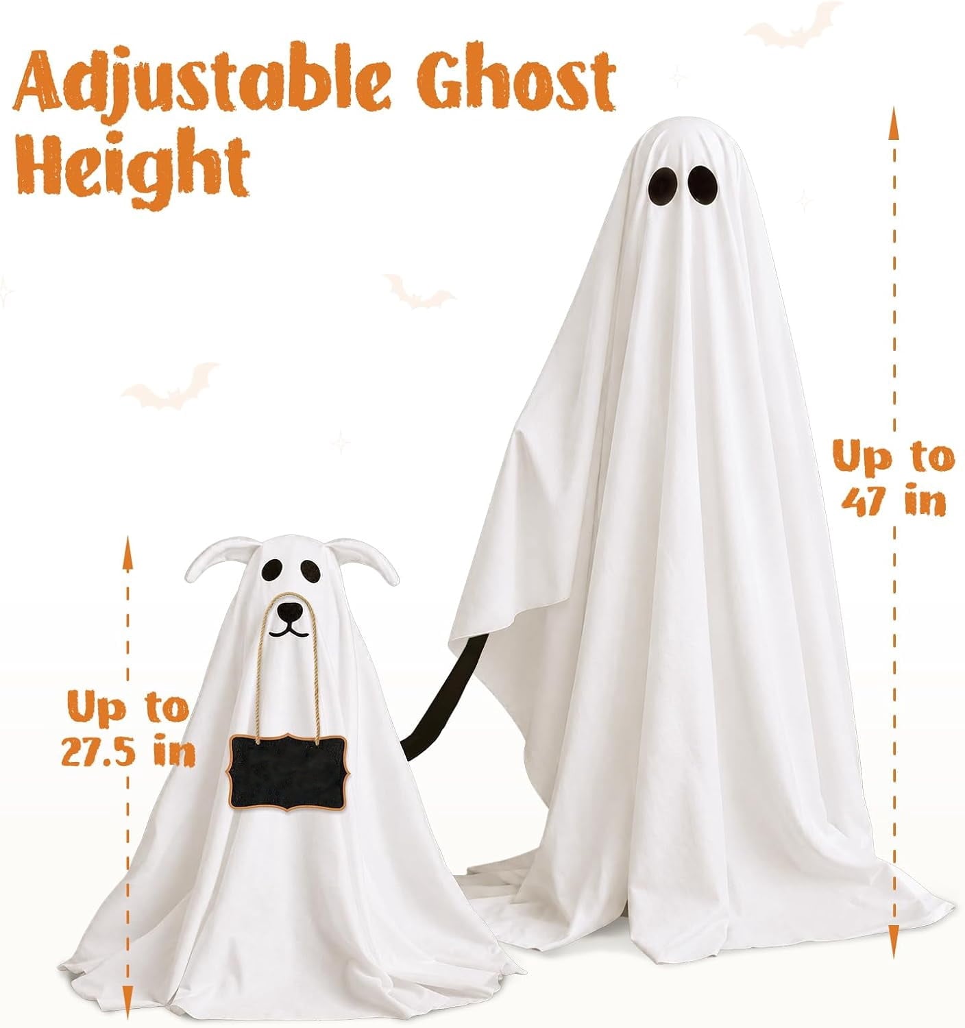 Clearance Outdoor Halloween Decorations 2 Pack Spooky Ghost Dog Light-Up Freestanding Swinging Ghost for Front Door Porch Yard Lawn Home Party
