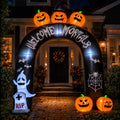 10FT Halloween Inflatable Arch for Outdoor Decor, LED Lighted Scary Archway with Ghost & Pumpkin, Blow Up Yard Decoration for Haunted Party Graveyard