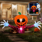 5 FT Halloween Inflatable Pumpkin Ghost  Outdoor LED Blow-Up Decoration with Giant Arms, Light-Up Eyes, Waterproof Yard Decor for Lawn and Garden