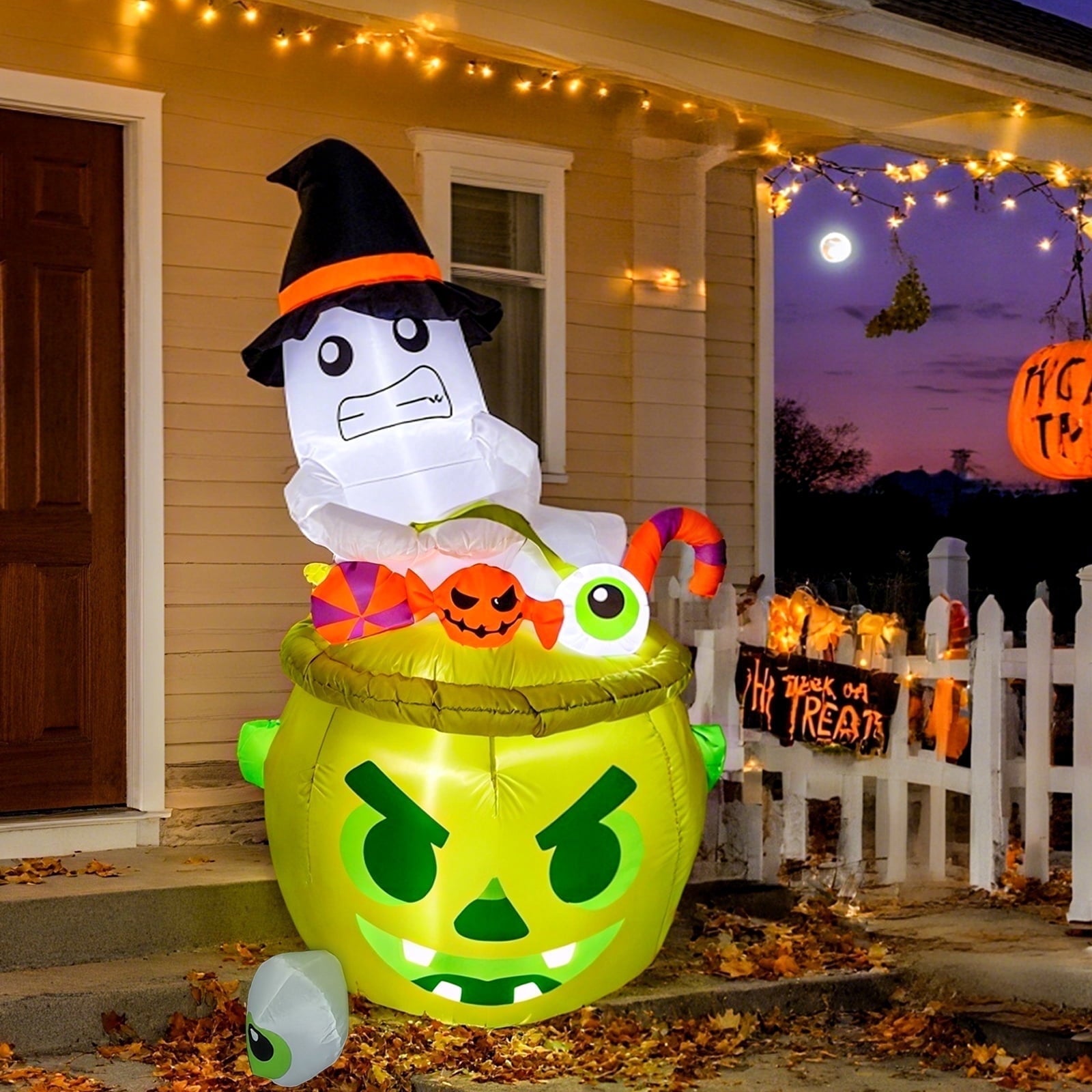 Spooky Yard™ Thanksgiving Inflatable Turkey 5FT Blow up Outdoor Thanksgiving Inflatables Decoration with LED Lights for Holiday Party Yard Garden