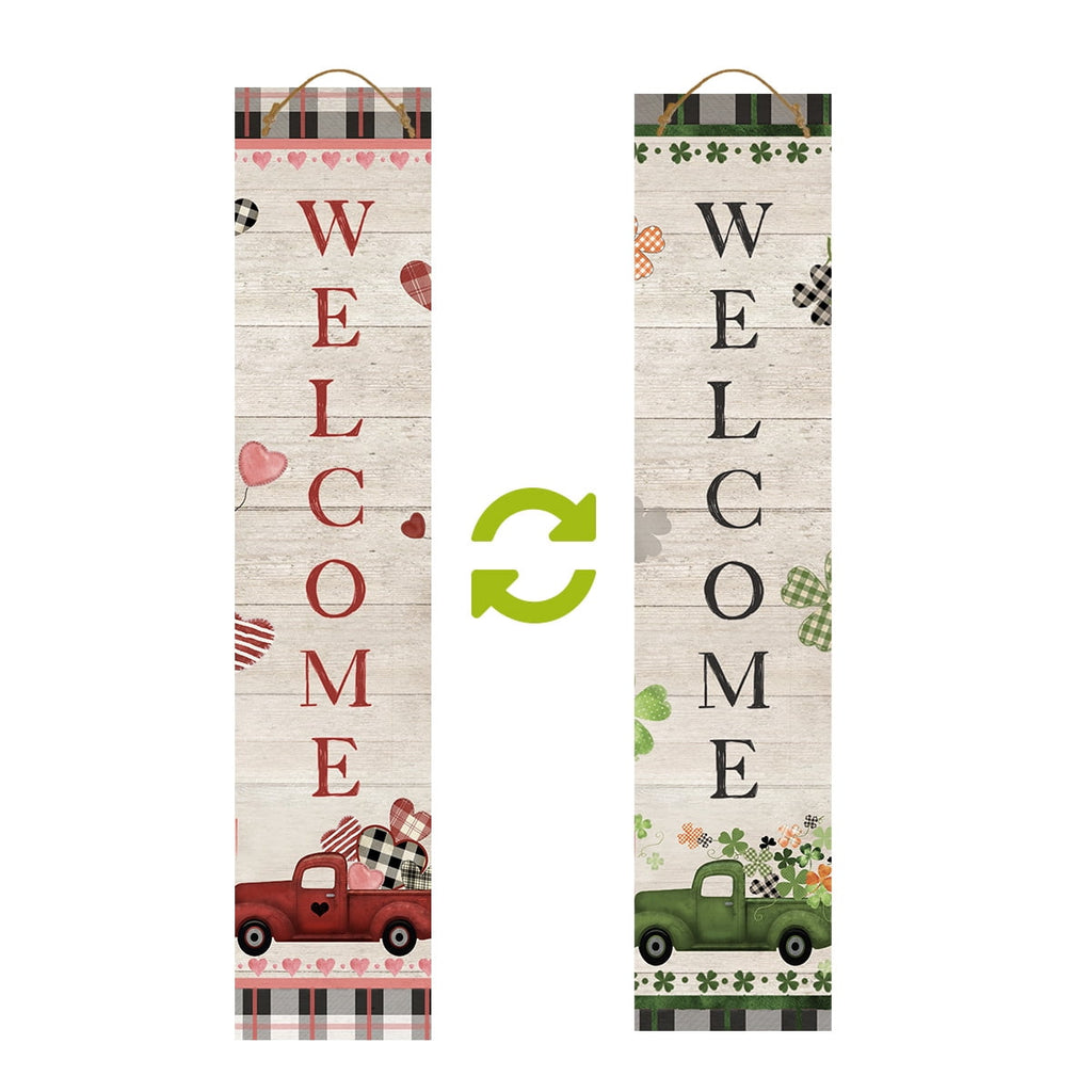Briarwood Lane Valentine's Double Sided Reversible Pine Porch Leaner 47x9.5 Holiday Pickup Trucks For Valentine's Porch Leaner