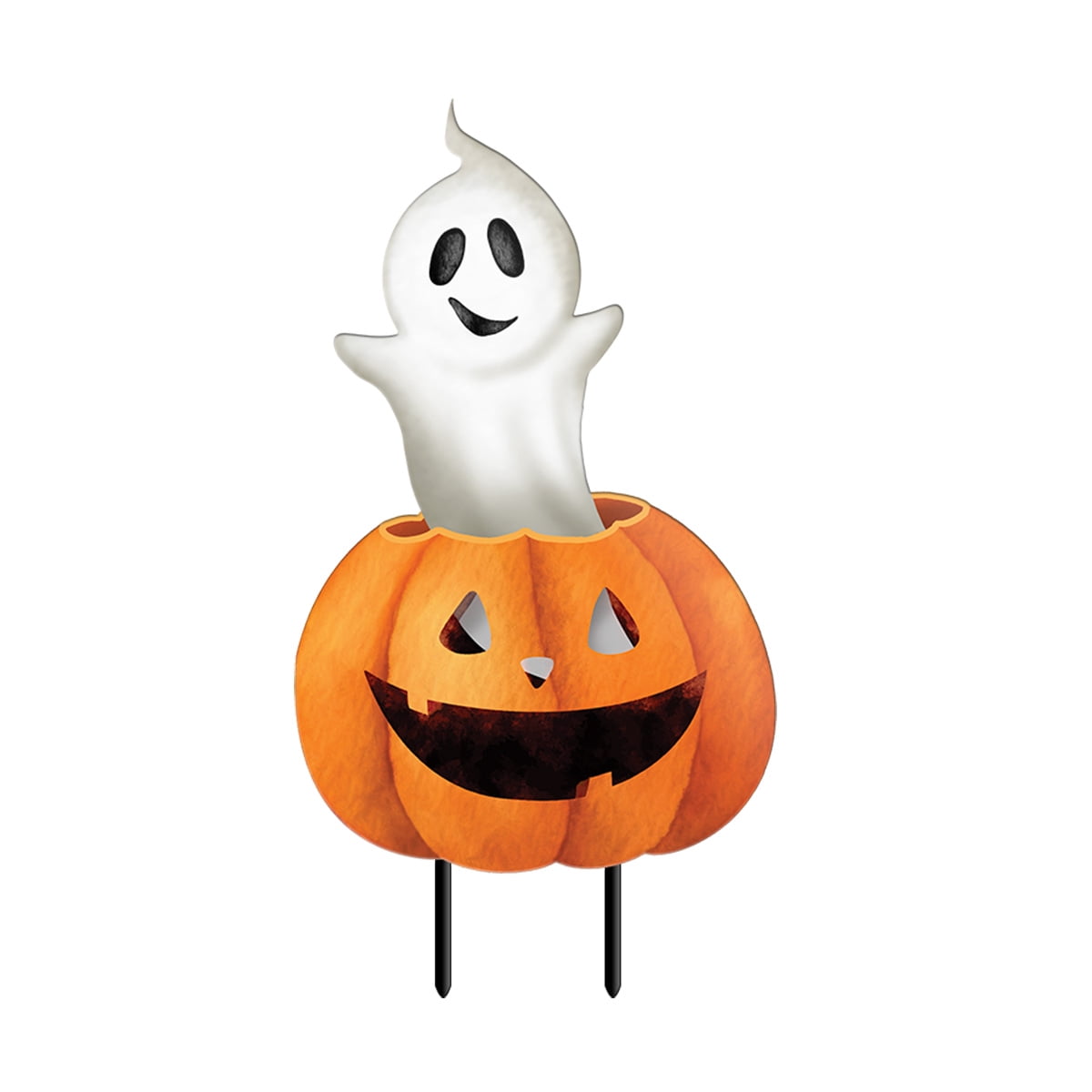 Briarwood Lane Halloween Pumpkin and Ghost Metal Yard Art 30x13 For Halloween Metal Art