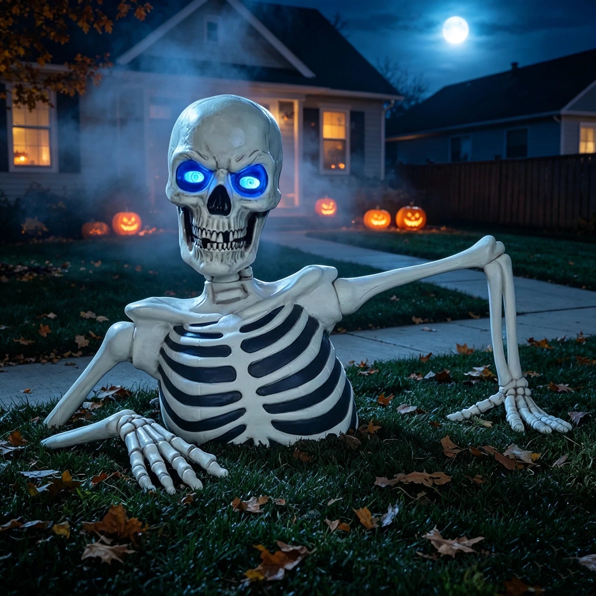 Spooky Yard™ Clearance Halloween Decorations Skeletons, Giant Ground Breaking Skeleton with LCD Eyes, Spooky Haunted Home Halloween Decorations Outdoor for Yard, Patio & Front Porch