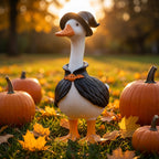 Clearance! Witch Goose Figurine with Hat and Cape, Halloween Porch Goose Statue 11.8", Resin Lawn Goose Decor for Yard, Halloween Gift Ideal