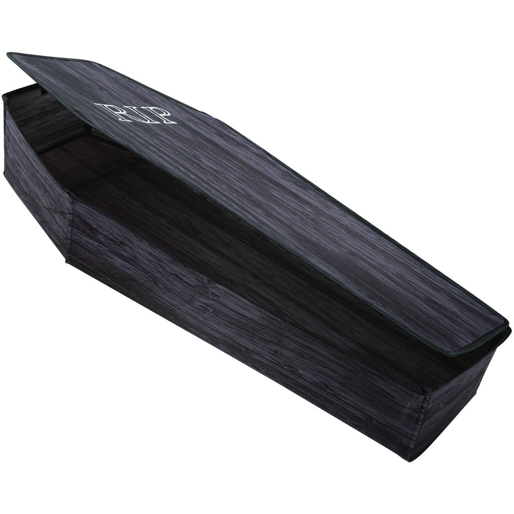 Wooden-Look Coffin with Lid Halloween Decoration - 60 in x 24 in x 10 in