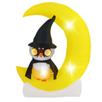Costway 4.3 x 5.1 ft Inflatable Owl on Moon LED Lighted Halloween Decoration w/ Large Moon & Wizard Owl w/ Stakes & Sandbags