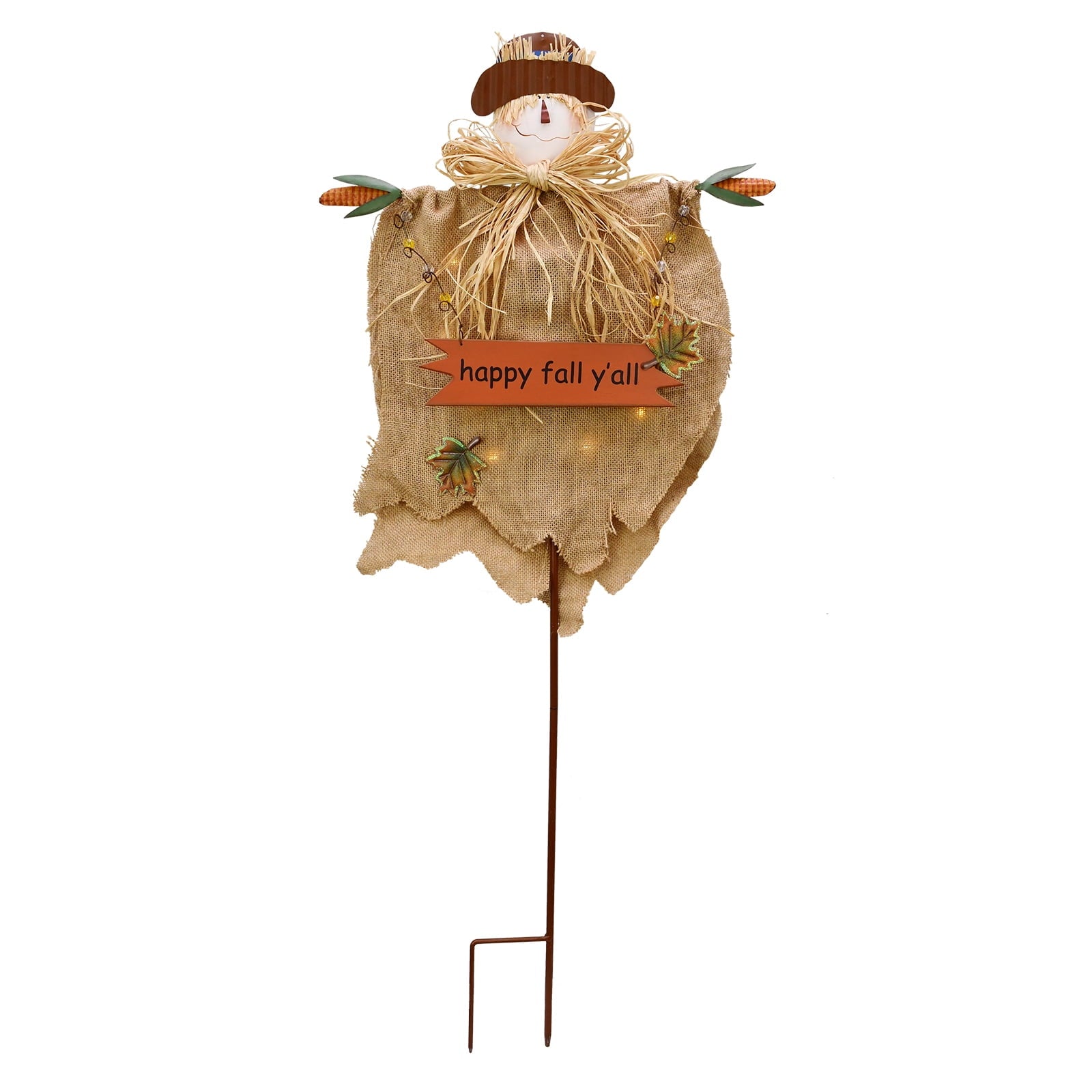 Fall Scarecrow Yard Stake with LED Lights Happy Fall Ya'll Scarecrow Garden Stake Autumn Harvest Halloween Thanksgiving Outdoor Yard Decorations