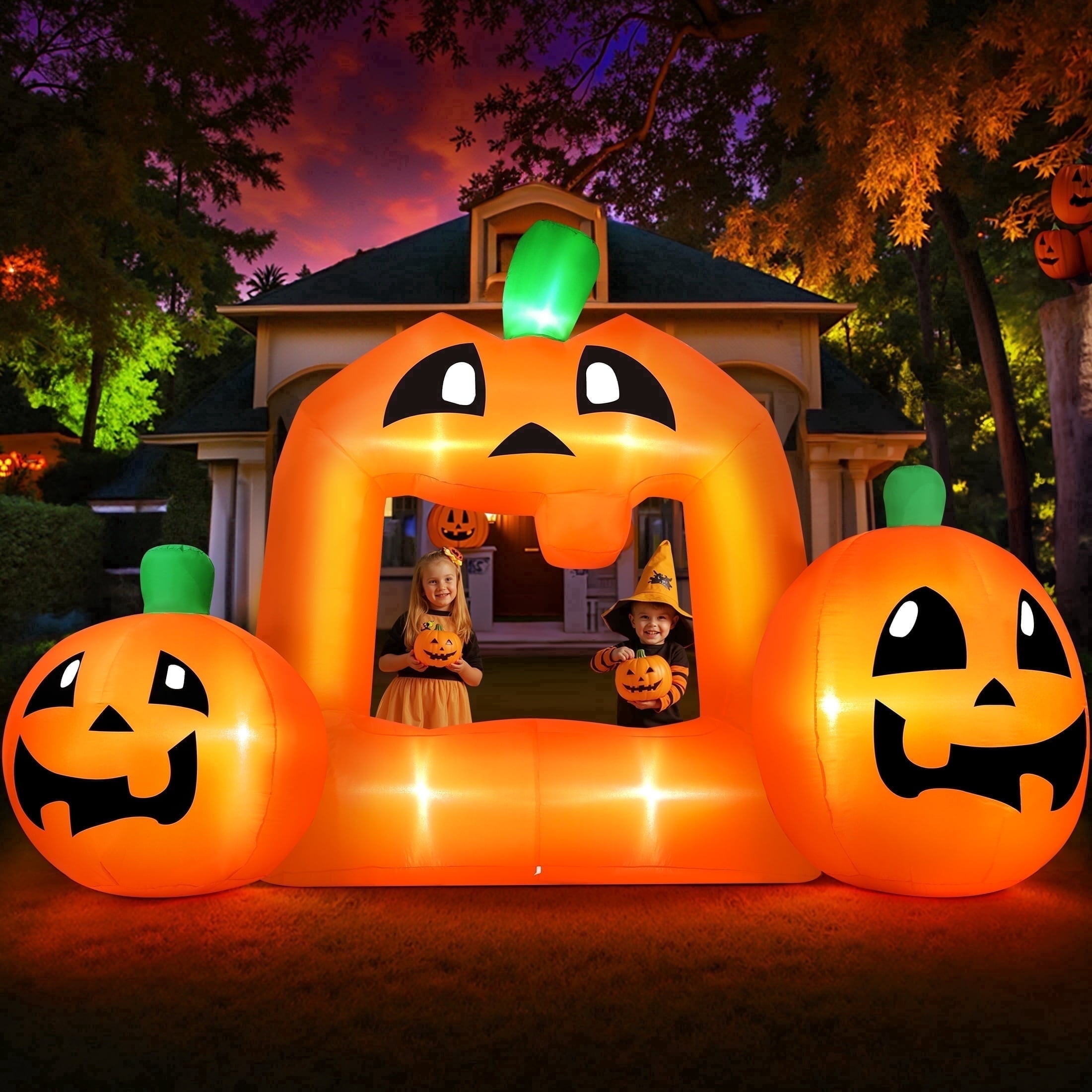 8.5FT Halloween Inflatable,Pumpkin Photo with Lights for Party Yard Decorations