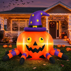 6.2FT Halloween Inflatable Decorations Pumpkin Spider with LED Lights, Halloween Blow Ups for Yard Party