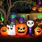 8FT Halloween Inflatable Pumpkins Ghost Cat with Lights,Blow ups Outdoor Decorations for Yard