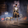 Fun Express Outdoor Animated Skeleton with Sound-Activated Light-Up Dog Halloween Decoration, 5ft & 3ft