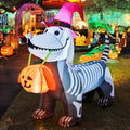 Halloween Inflatables 5.7 FT Halloween Skeleton Dog Inflatable, Halloween Skeleton Puppy Inflatable with Build-in LEDs, Outdoor Halloween Decorations Clearance for Halloween Holiday Party