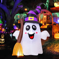 Halloween Inflatables 6 FT Halloween Ghost Inflatable Grasping Broom with LED Lights, Blow up Ghost Cute Inflatable Ghost, Outdoor Halloween Decorations for Holiday Party Indoor Outdoor