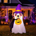 Halloween Inflatables 6 FT Inflatable Ghost Dog with Pumpkin in Mouth & Witch Hat, Halloween Ghost Dog Inflatables with LED Lights, Outdoor Halloween Decorations for Halloween Holiday Party