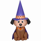 Halloween Inflatable Dog in Witch Hat, 4 ft Tall, Multi