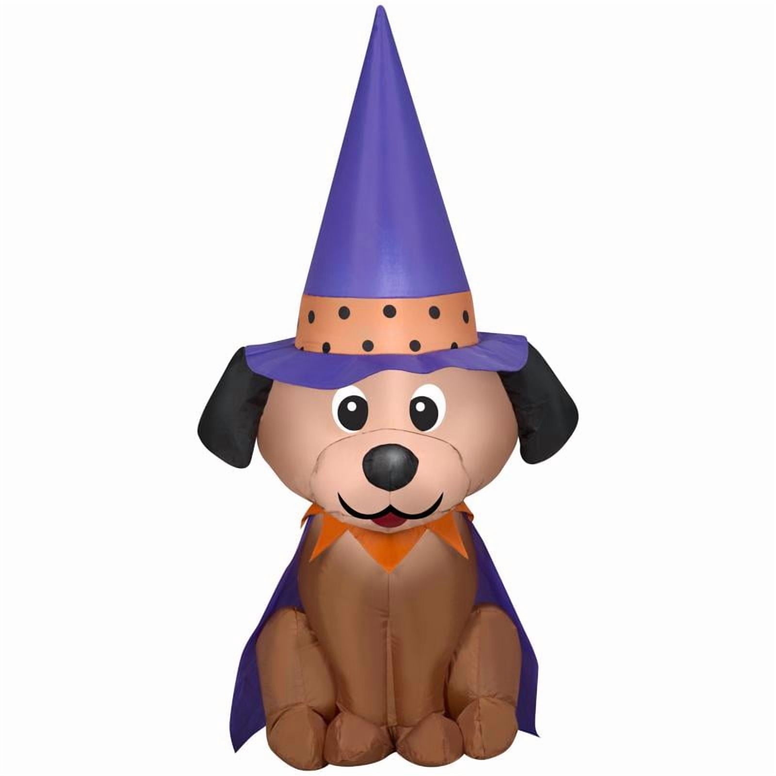 Halloween Inflatable Dog in Witch Hat, 4 ft Tall, Multi