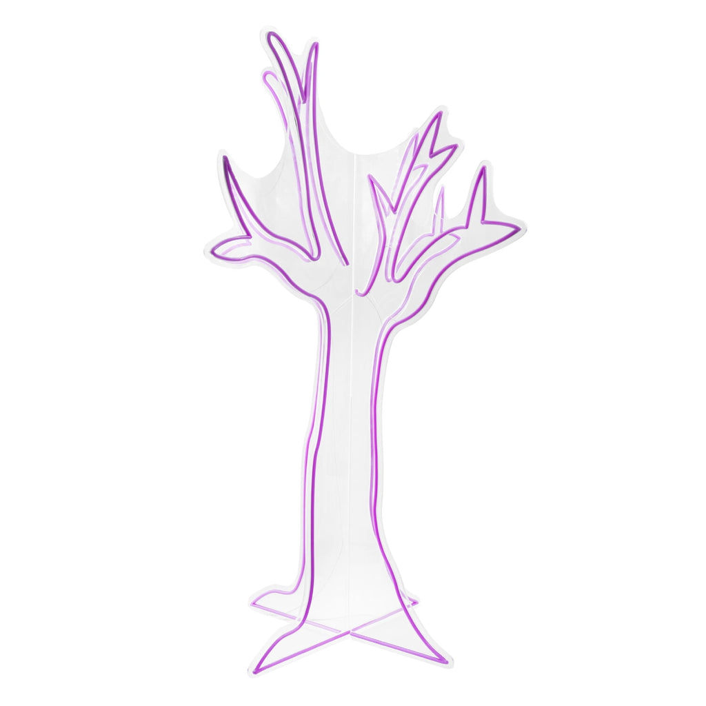 Ghost Tree Purple Halloween Décor with 3D Neon LED Lights, 3.8-Ft