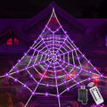 HKKDKTA Halloween Spider Web Lights Decoration, 250 LED Giant Spider Web 16.4ft Light Up Halloween Web Lights for Yard, Porch Decor (Purple)