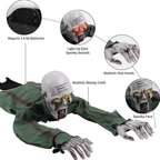 Halloween Animated Decorations, Outdoor Crawling Zombie with Horror Sound & Glowing Eyes, Zombie Ground breaker Ghost for Graveyard, Lawn, Haunted House Prop Decor