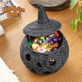 Spooky Yard™ Halloween Decorations Woven Pumpkin, Handwoven Pumpkin Basket with Witch Hat Lid, Rustic Wicker Pumpkins Trick or Treat Bucket for Candy Storage & Festival Display, Table Fireplace Farmhouse Decor