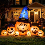 8.7ft Long Halloween Inflatable Pumpkin Decoration with Built-in LED Lights, Large Outdoor Blow-Up Yard Decor for Lawn, Garden, Porch, Haunted House and Halloween Party